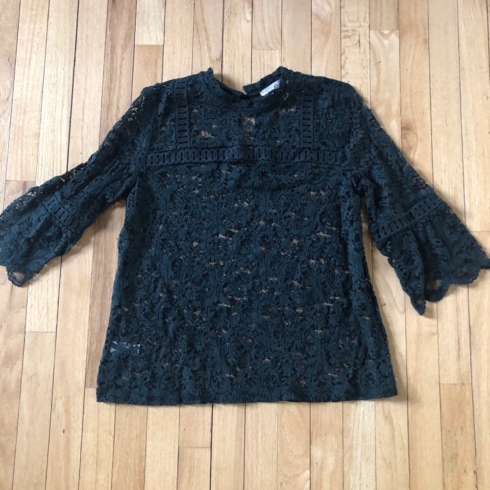 LOFT Deep green lace top